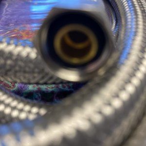 New Approx 10' Braided Water Supply Line w/ approx 1/2-3/8" Compression Fittings